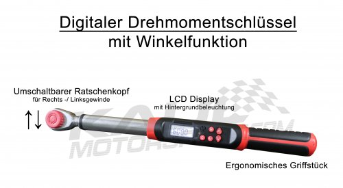 3/8" Digitaler Drehmomentschlüssel mit Winkelfunktion (6.8 - 135 Nm)